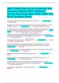 NHA CCMA Exam All the Questions and Answers Updated 2023 Graded A+ Actual/ Real Exam (Best NHA CCMA Test Bank/ Question Bank)