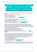 NR 341 Complex Adult Health Exam with 200 + Questions and 100% Correct Answers/ NR 341 Updated 2023/ 2024 Latest Version VERIFIED GRADED A+