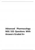 Advanced Pharmacology NSG 533 Questions With Answers Graded A+