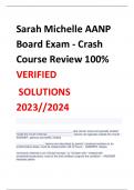 Sarah Michelle AANP  Board Exam - Crash  Course Review 100%  VERIFIED