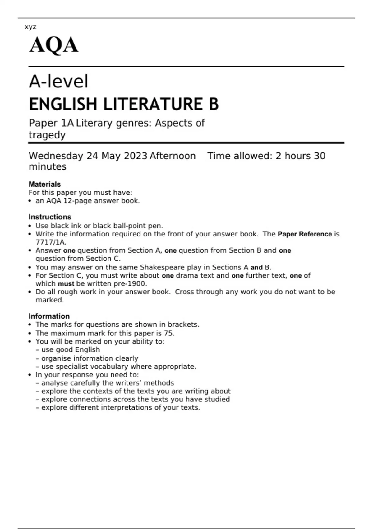 aqa-a-level-english-literature-b-paper-1a-and-1b-june-2023-question