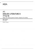 AQA AS ENGLISH LITERATURE B Paper 1B MARK SCHEME 2023: Literary genres: Drama: Aspects of comedy