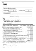 AQA AS FURTHER MATHEMATICS Paper 2S JUNE 2023 QUESTION PAPER:  Statistics