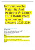 Introduction To Maternity And Pediatric 8th Edition TEST BANK latest question and answers 2023-2024