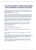 ATI TEAS VERSION 7 MATH QUESTIONS AND ANSWERS A+GRADED 2023/2024