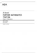 AQA A-level FURTHER MATHEMATICS 7367/3M Paper 3 Mechanics MARK SCHEME 2023