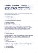 PMP Rita Exam Prep Questions - Chapter 2 Project Mgmt Framework Questions With Complete Answers.