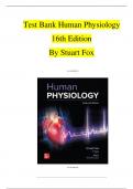 TEST BANK - Stuart Fox, Human Physiology 16th Edition By Stuart Fox; Krista Rompolski Verified Chapters 1 - 20, Complete Newest Version