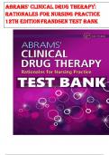 Abrams' Clinical Drug Therapy: Rationales for Nursing Practice 12th Edition Frandsen Test Bank 9781975136130