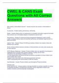 CWEL & CANS Exam Questions with All Correct Answers 