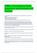 CWEL Foundations Exam Questions and Answers All Correct 