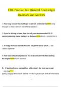 CDL Practice Test (General Knowledge) questions and answers latest 2023 - 2024 [100% correct answers]