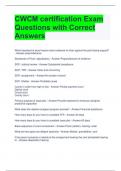 CWCM certification Exam Questions with Correct Answers 