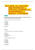 2023/24 BIOD 151 ANATOMY  AND PHYSIOLOGY 1  PORTAGE LEARNING ALL  EXAMS(MODULE 1- MODULE 7)TESTBANK