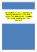 COMPLETE Test Bank - Adult Health Nursing, 8th edition (Cooper, 2019), Chapter 1-17 | All Chapters: UPDATED 2023 WITH VERIFIED QAS A+ GRADED