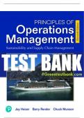 Test Bank For Principles of Operations Management: Sustainability and Supply Chain Management 11th Edition All Chapters - 9780135639221