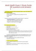 Adult Health Exam 1 Study Guide  MC questions and answers 
