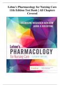 Lehne's Pharmacology for Nursing Care 11th Edition Test Bank | All Chapters Covered