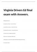 Virginia Drivers Ed final exam with Answers.