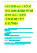 NSG 5003 wk 1 EXAM  TEST QUESTIONS WITH 100% SOLUTIONS LATEST UPDATE  2023/2024