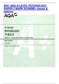 2021 AQA-A-LEVEL PSYCHOLOGY PAPER 3 MARK SCHEME= Issues & Options A-level PSYCHOLOGY 7182/3 Paper 3 Issues and options in psychology Mark scheme June 021 Version 1,0 Final Mark Scheme MARK SCHEME – A-LEVEL PSYCHOLOGY – 7182/3 – JUNE 2021 Mark schemes are 