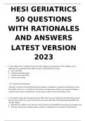 HESI GERIATRICS 50 QUESTIONS WITH RATIONALES AND ANSWERS LATEST VERSION 2023