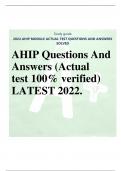Study guide 2024 AHIP MODULE ACTUAL TEST QUESTIONS AND ANSWERS SOLVED 