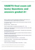 VADETS final exam (all  tests) Questions and  answers graded A+