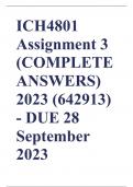 ICH4801 Assignment 3 (COMPLETE ANSWERS) 2023 (642913) - DUE 28 September 2023
