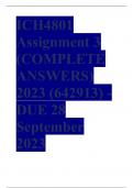 ICH4801 Assignment 3 (COMPLETE ANSWERS) 2023 (642913) - DUE 28 September 2023