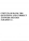 CMIT EXAM BANK/ 200+ QUESTIONS AND CORRECT ANSWERS 2023/2024 /GRADED A+.