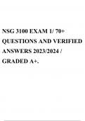 NSG 3100 EXAM 1/ 70+ QUESTIONS AND VERIFIED ANSWERS 2023/2024 / GRADED A+.