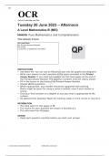 OCR A Level Mathematics B (MEI) H640/03 JUNE 2023 QUESTION PAPER: Pure Mathematics and Comprehension