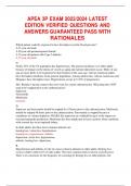 APEA 3P EXAM 2023/2024 LATEST EDITION VERIFIED QUESTIONS AND ANSWERS GUARANTEED PASS WITH RATIONALES