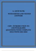 C839 - INTRODUCTION TO CRYPTOGRAPHY QUESTIONS WITH COMPLETE SOLUTIONS 2023-2024