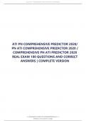 ATI PN COMPREHENSIVE PREDICTOR 2020/  PN ATI COMPREHENSIVE PREDICTOR 2020/  COMPREHENSIVE PN ATI PREDICTOR 2020  REAL EXAM 180 QUESTIONS AND CORRECT  ANSWERS | COMPLETE VERSION