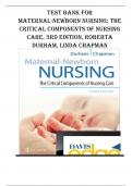 Maternal-Newborn Nursing: The Critical Components of Nursing Care, 3rd Edition, Roberta Durham, Linda Chapman Test Bank