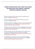 CHEMO CERTIFICATION TEST LATEST 2023 EXAM100 QUESTIONS AND CORRECT