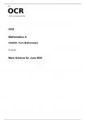 OCR A Level Mathematics A H240/01 JUNE 2023 MARK SCHEME: Pure Mathematics