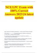 NCE/LPC Exam with 100% Correct Answers 202324 latest update