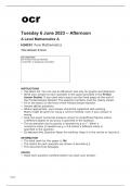 ocr A Level Mathematics A H240/01 June2023 Question Paper and Mark Scheme.