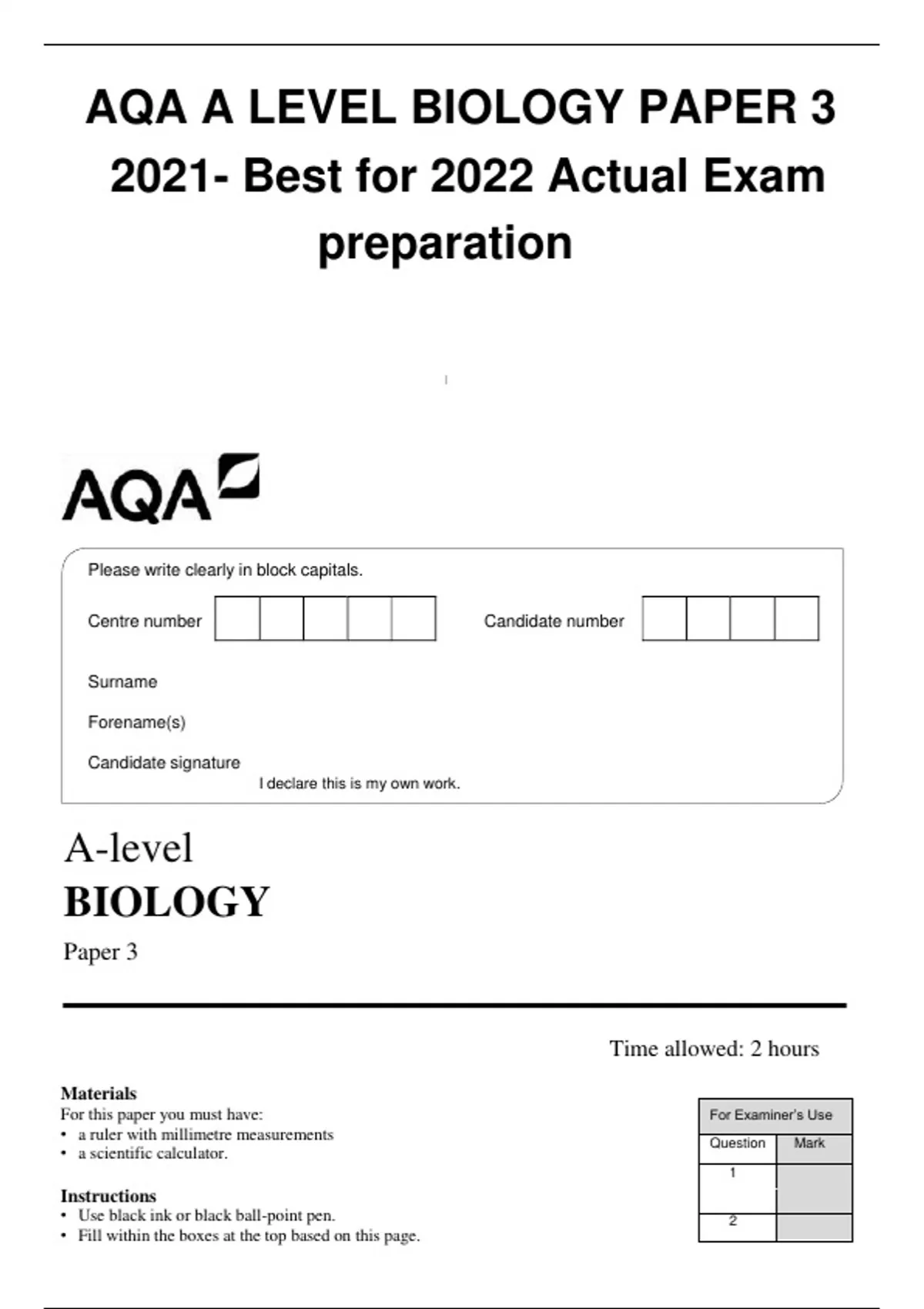 aqa a level biology paper 3 essay 2023