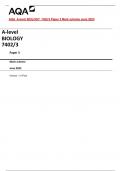 AQA  A-level BIOLOGY  7402/3 Paper 3 Mark scheme June 2023 