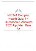 NR 341 Complex Health Quiz 1-4 2023 Update 