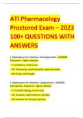 ATI Pharmacology  Proctored Exam – 2023 100+ QUESTIONS WITH  ANSWERS