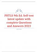 PHTLS 9th Ed. Self-test latest update with complete Questions and Answers 2023