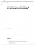 FUNDAMENTALS OF NURSING NCLEX PRACTICE TEST BANK QUESTIONS WITH RATIONALE ANSWERS 100% GRADED A+ | FULL-TEXT: FUNDAMENTALS OF NURSING NCLEX PRACTICE QUIZ (600 QUESTIONS)