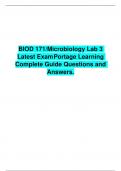 BIOD 171/Microbiology Lab 3 Latest Exam Portage Learning Complete Guide Questions and  Answers.