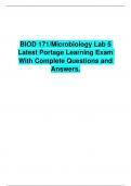 BIOD 171/Microbiology Lab 5  Latest Portage Learning Exam With Complete Questions and  Answers.