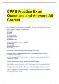 Bundle For CPPB Exam Questions and Answers All Correct